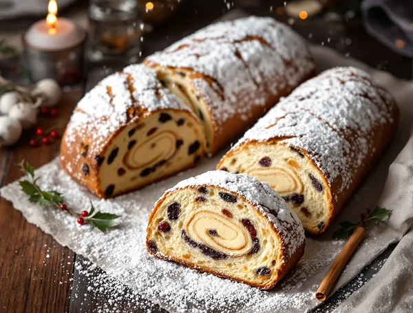 Stollen german cu marzipan și fructe uscate