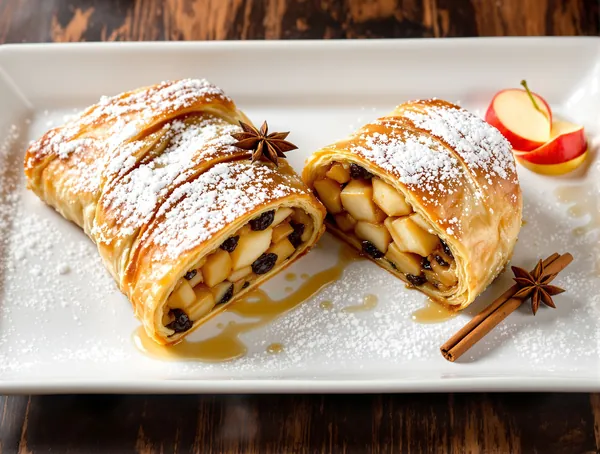 Strudel cu mere, scorțișoară și stafide