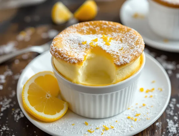 Sufleu de lămâie cu zahăr pudră