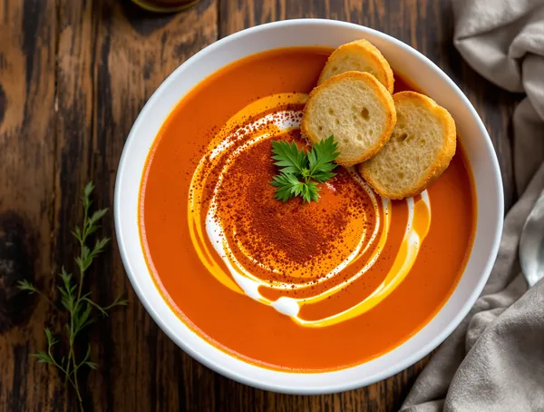 Supă cremă de ardei copt cu paprika afumată