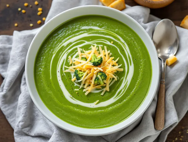 Supă cremă de broccoli cu cheddar