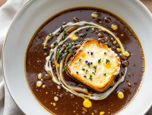 Supă cremă de ceapă caramelizată cu brie