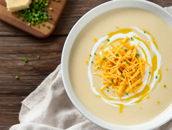Supă cremă de conopidă cu cheddar și chives