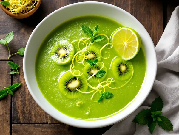 Supă de kiwi cu mentă și lime