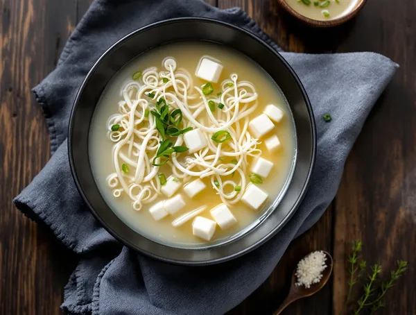 Supă de miso albă cu ciuperci enoki