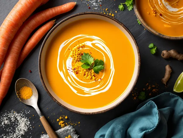 Supă de morcovi cu curcuma și cocos