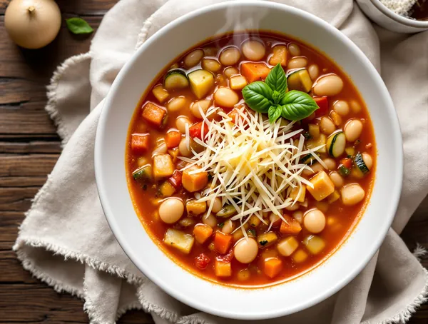 Supă minestrone cu fasole borlotti și parmezan