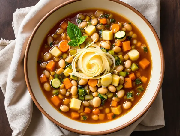 Supă minestrone cu fasole borlotti și parmezan