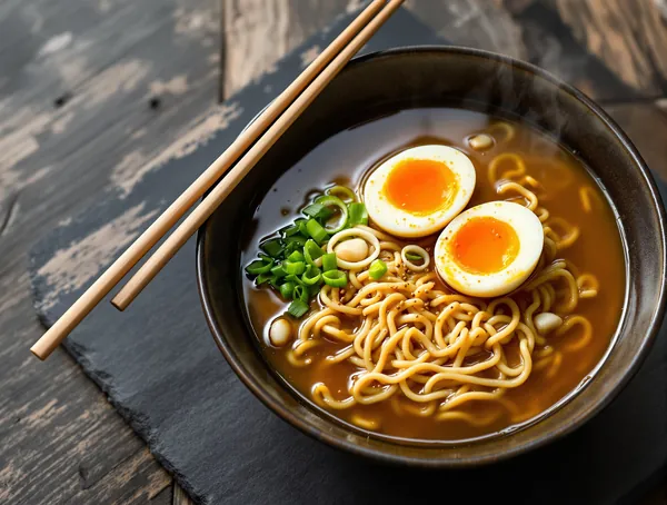 Supă ramen simplificată cu ou fiert