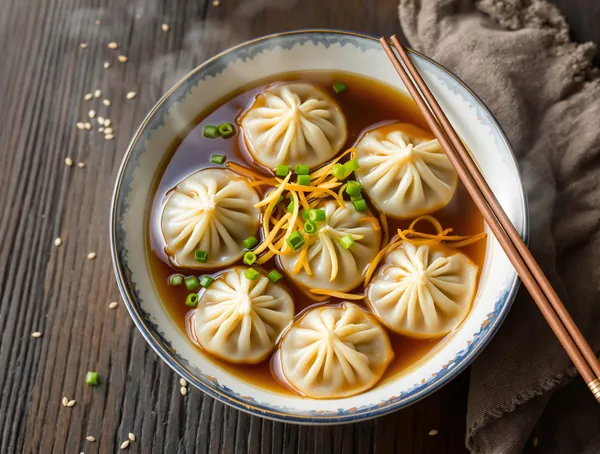 Supă wonton cu carne de porc și ghimbir