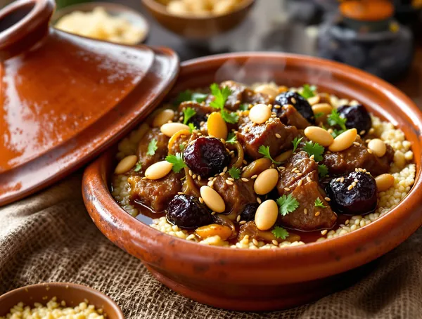 Tagine de miel cu prune și migdale