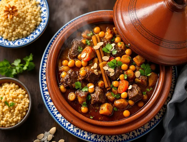 Tagine de vită cu naut și scorțișoară