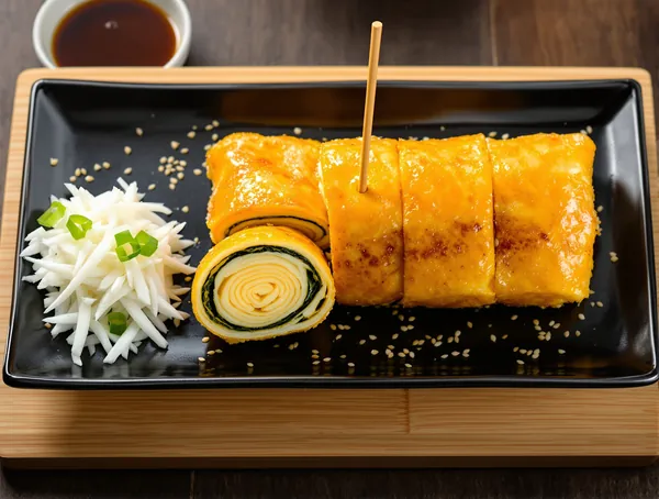 Tamagoyaki cu nori și sos de soia