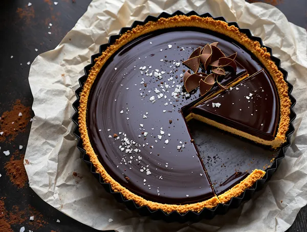 Tartă cu ganache de ciocolată neagră