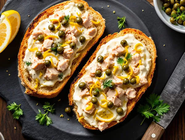 Tartine cu cremă de ton și capere