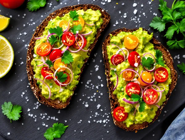 Tartine cu guacamole și roșii cherry