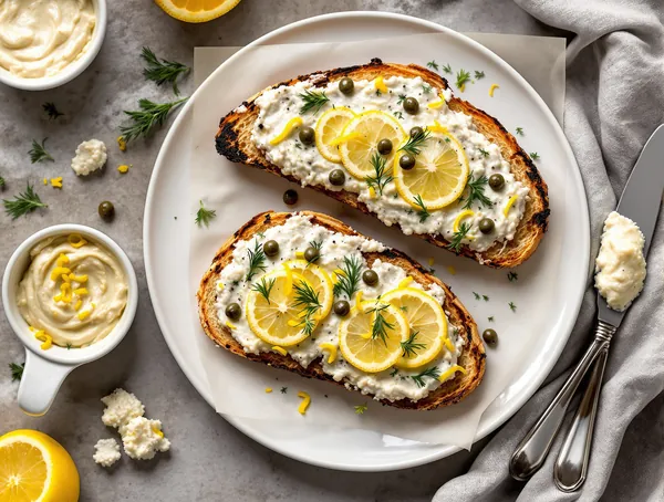 Tartine cu pastă de sardine și unt cu lămâie