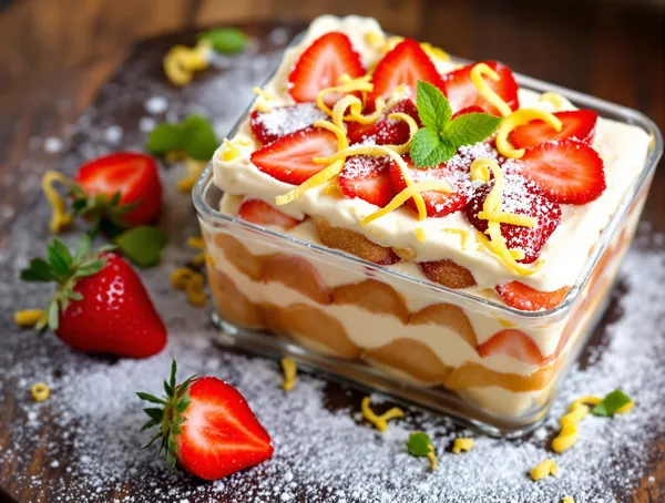 Tiramisu cu căpșuni și cremă de lămâie