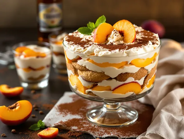 Tiramisu cu piersici și amaretto