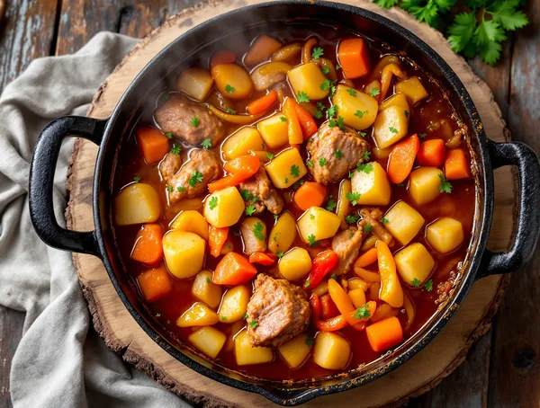Tocăniță de porc cu legume la ceaun