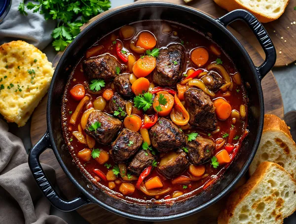 Tocăniță vânătorească la ceaun cu carne de mistreț