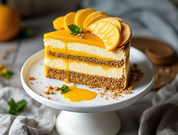Tort cu cremă de mango și biscuit speculoos