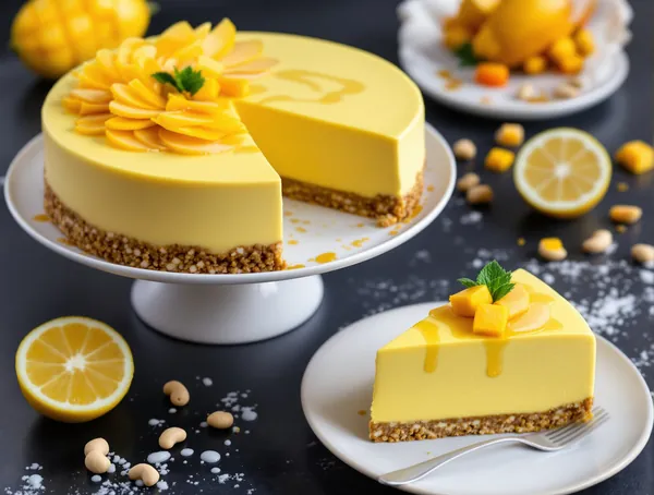 Tort vegan cu cremă de caju și mango