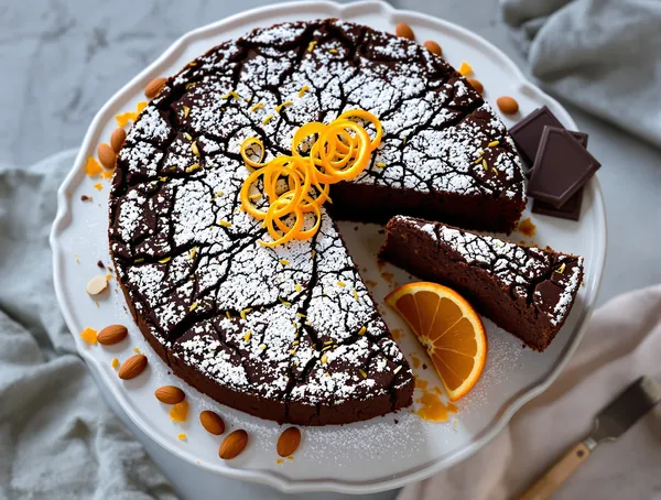 Torte Caprese cu Migdale, Ciocolată și Portocale