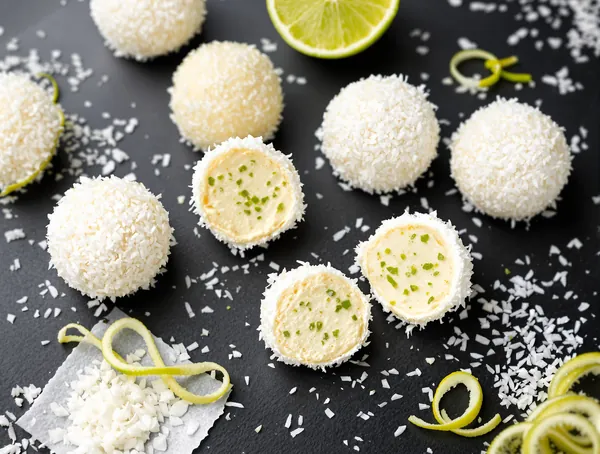 Trufe de ciocolată albă cu cocos și lime