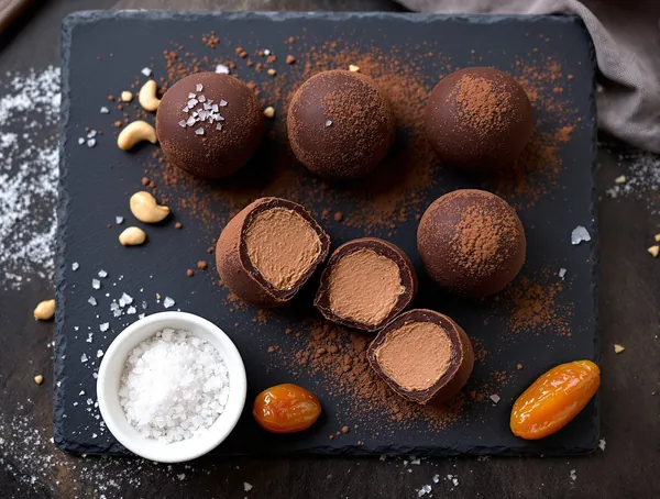 Trufe vegane cu caju și cacao crudă