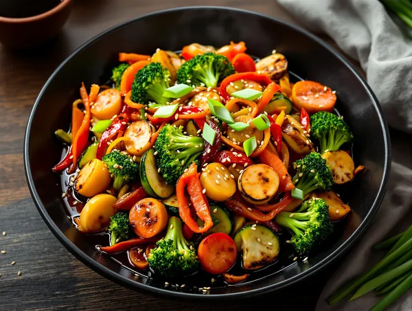 Vegetable medley cu sos teriyaki