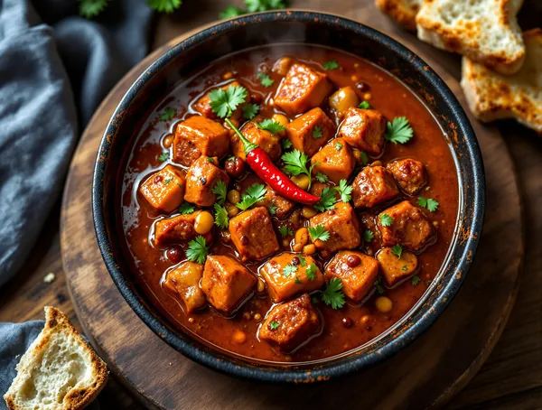 Vindaloo de porc cu ardei iute și oțet