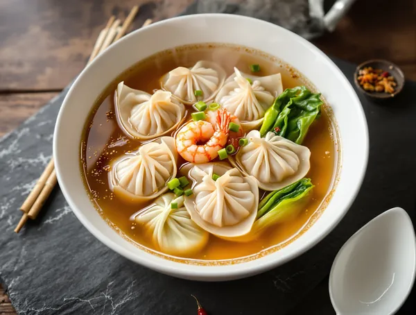 Wonton Soup cu Carne de Porc și Creveți