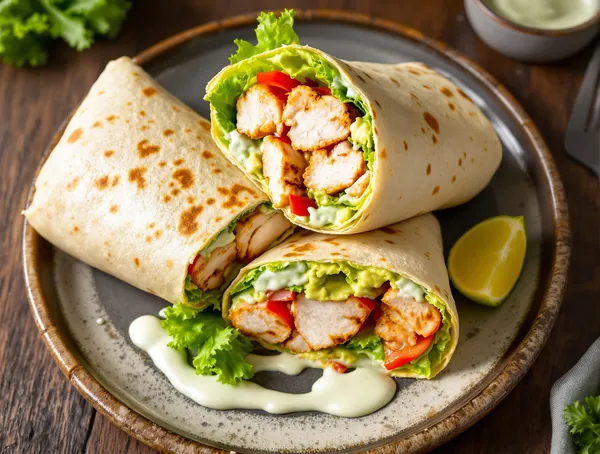Wrap cu piept de pui și sos de avocado
