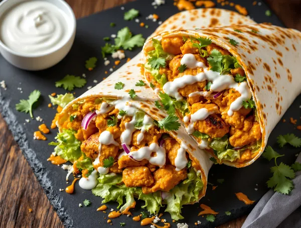 Wrap cu pui tikka masala și iaurt