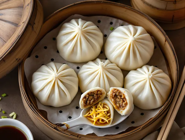 Xiaolongbao cu supă de carne de porc