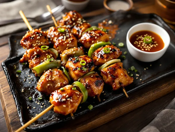Yakitori cu pui la grătar și sos tare