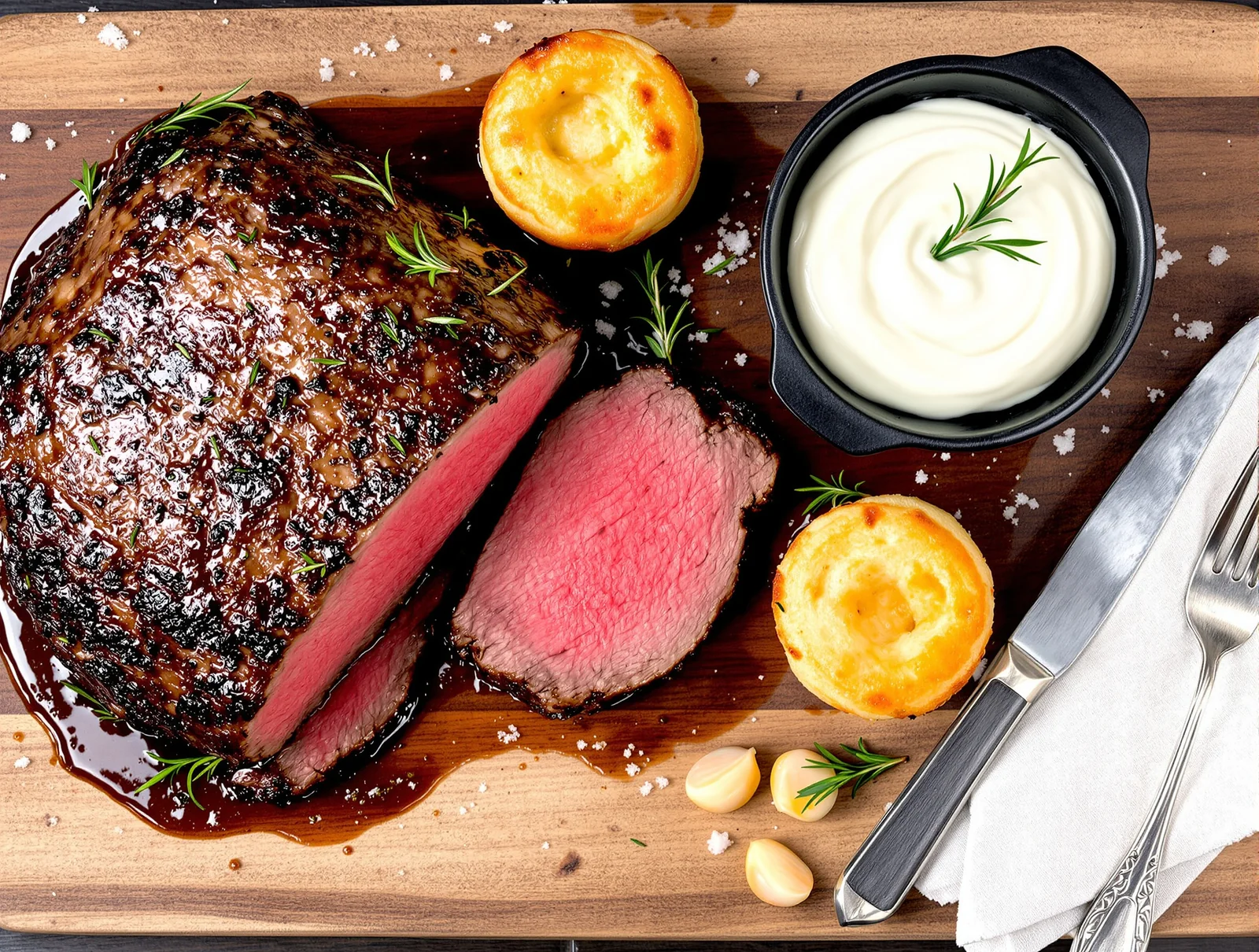 Roastbeef cu sos de hrean și Yorkshire pudding